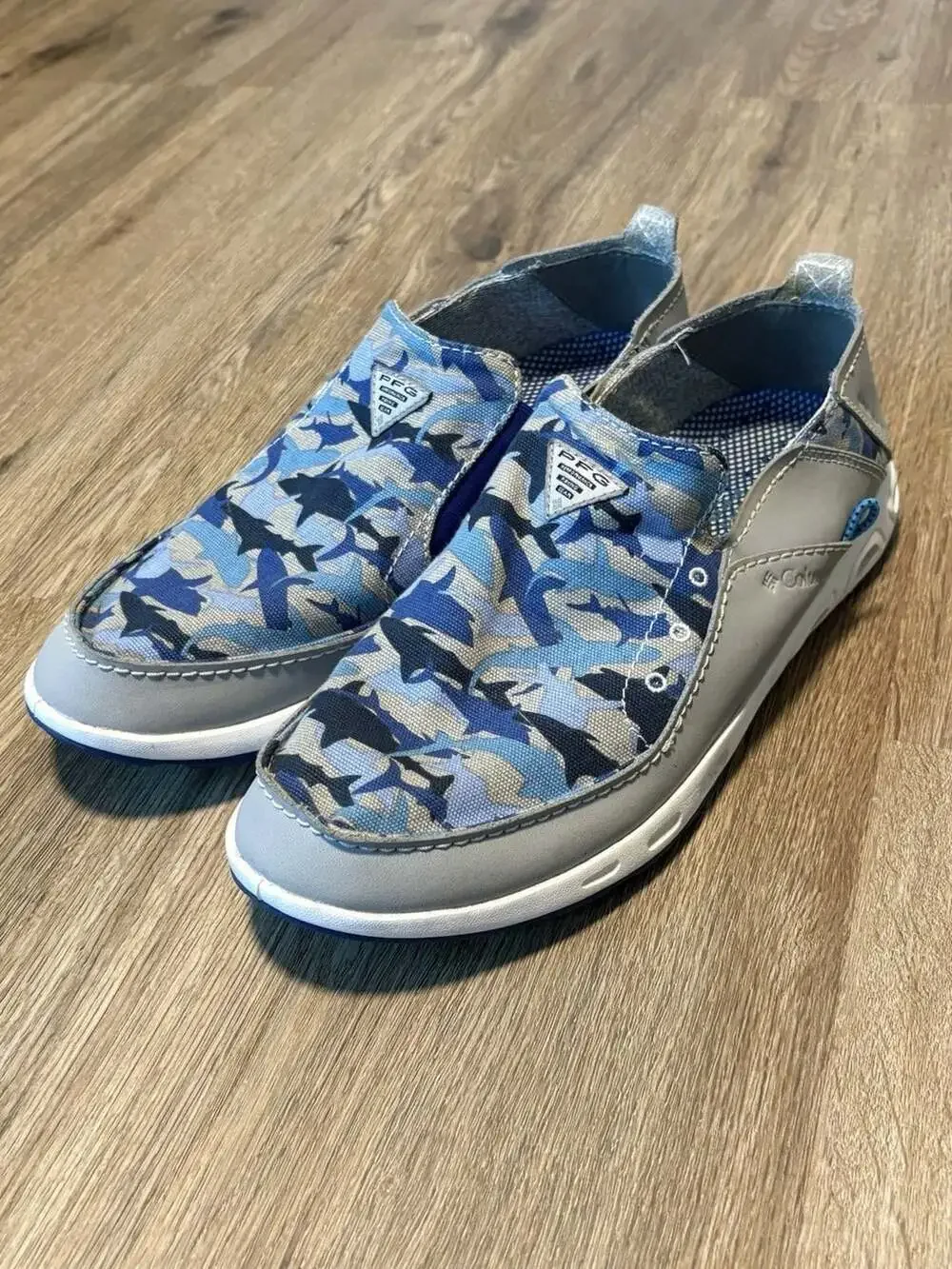 Columbia Men's PFG Bahama Vent Slip-On Fishing Boat Shoe Size 9.5 Shark Camo